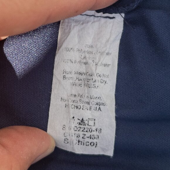 Poema Silky Navy V-Neck Mini Dress Flowy Button up 3/4 Sleeves Sz S - Picture 9 of 12